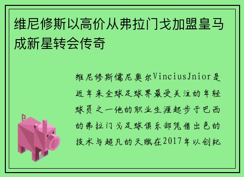 维尼修斯以高价从弗拉门戈加盟皇马成新星转会传奇